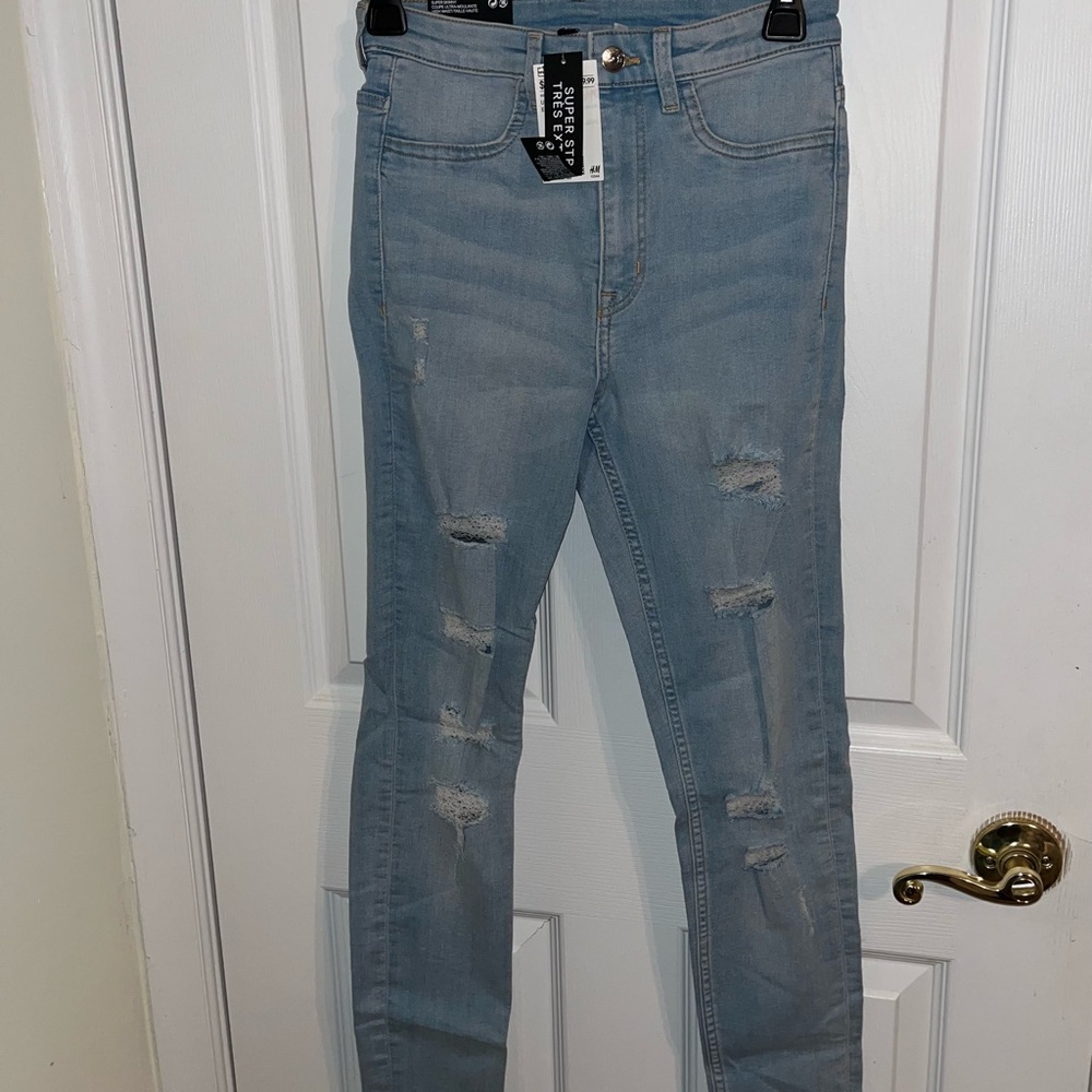 Blue wash super skinny super stretch jeans